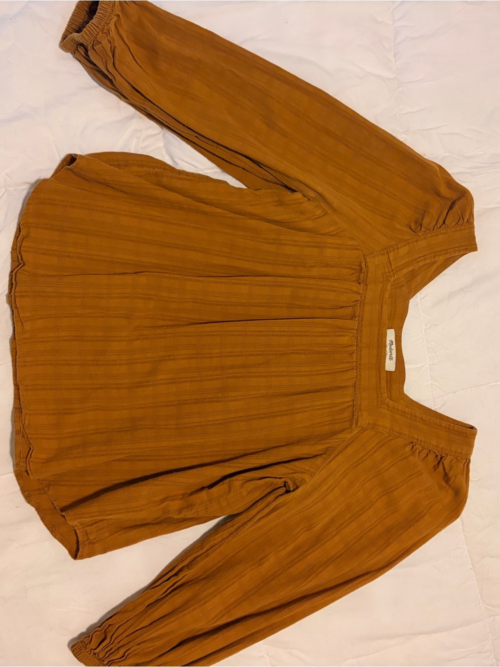 Madewell Rust Square-Neck Peasant Blouse